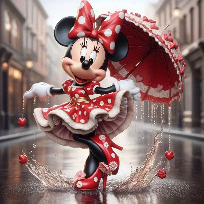 Figurine Minnie Mouse: Danse sous la Pluie et Cœurs Disney