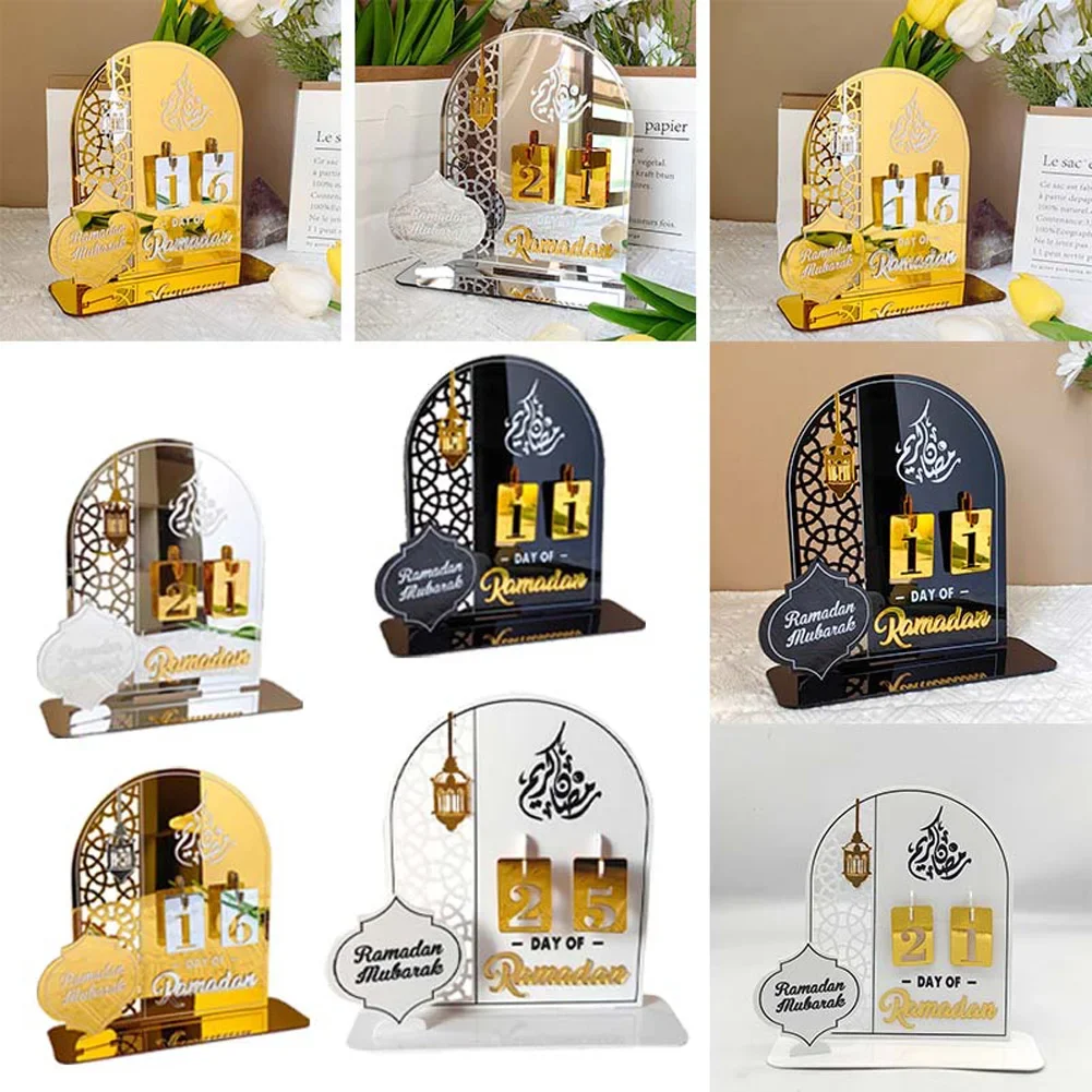 

Искусственный акриловый календарь Рамадан обратный отсчет доска ИД Мубарак настольное украшение Мусульманский Исламский Декор
