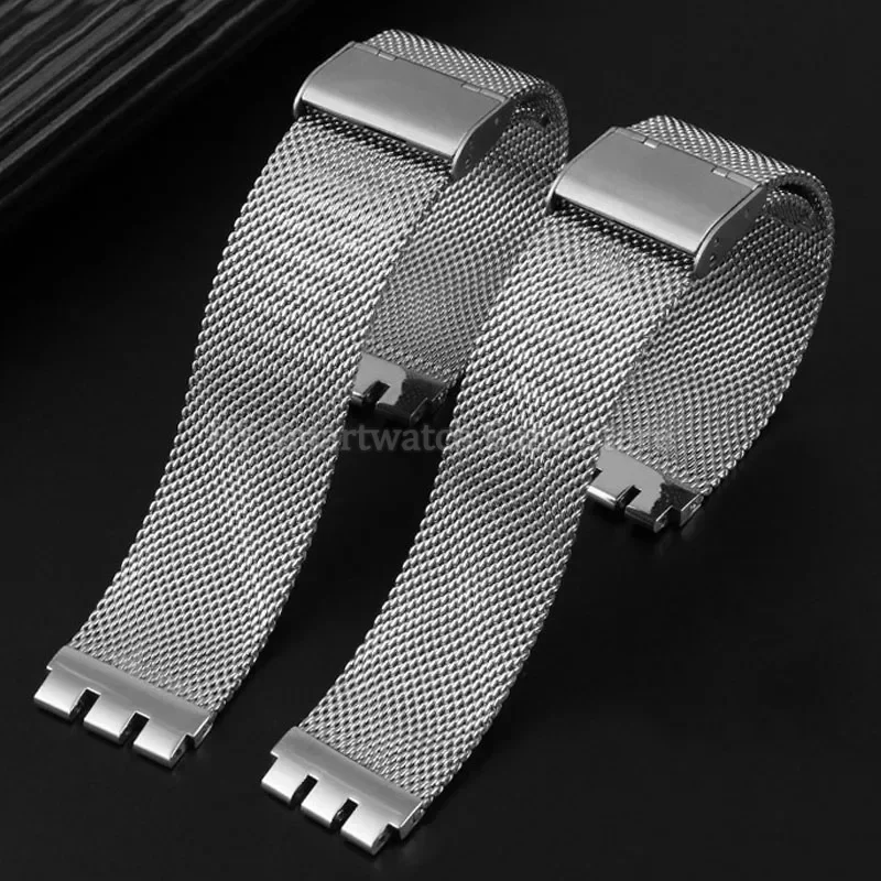 Elegant Stainless Steel Milanese Mesh Strap in Black & Silver