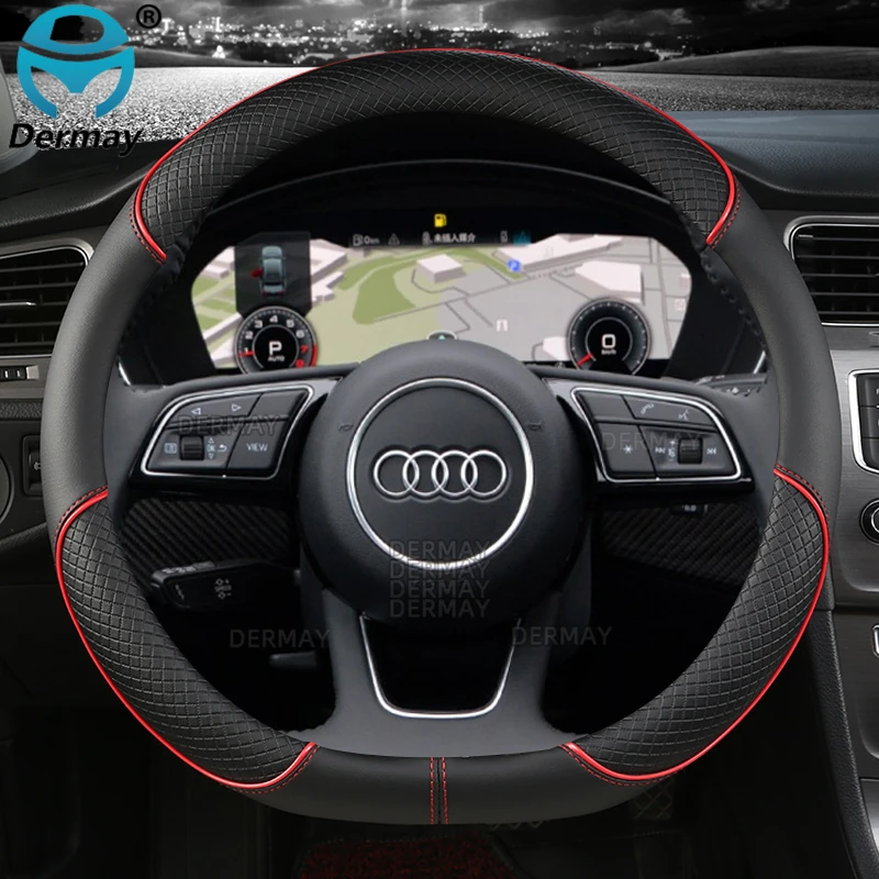 Microfiber Leather Sport Car Steering Wheel Cover Non-slip for Audi A1 8X A2 A3 Q3 Q5 Q2 A4 A5 A6 Avant Auto Accessories steering wheel cover