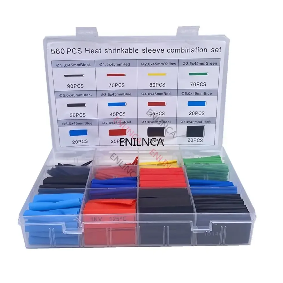 Heat Shrink Tubing 127-750pcs Thermoresistant Tube Heat Shrink Wrapping Kit Electrical Connection Wire Cable Insulation Sleeving