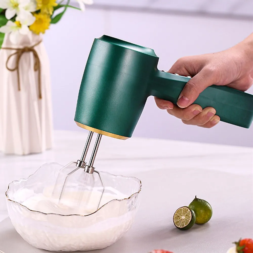 SMABAT Wireless Foam Machine Mixer with 2 Foam Blades, Charging Seat, Household Baking Supplies, White/Green Mixer/Toaster 5