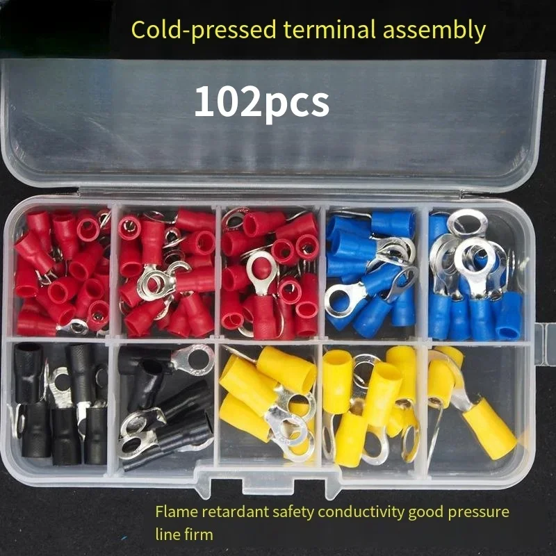 Wire Connector Kit 102/300 pcs wire connector kit male and female insulated terminals cold crimp terminals crimp spade butt connector kit