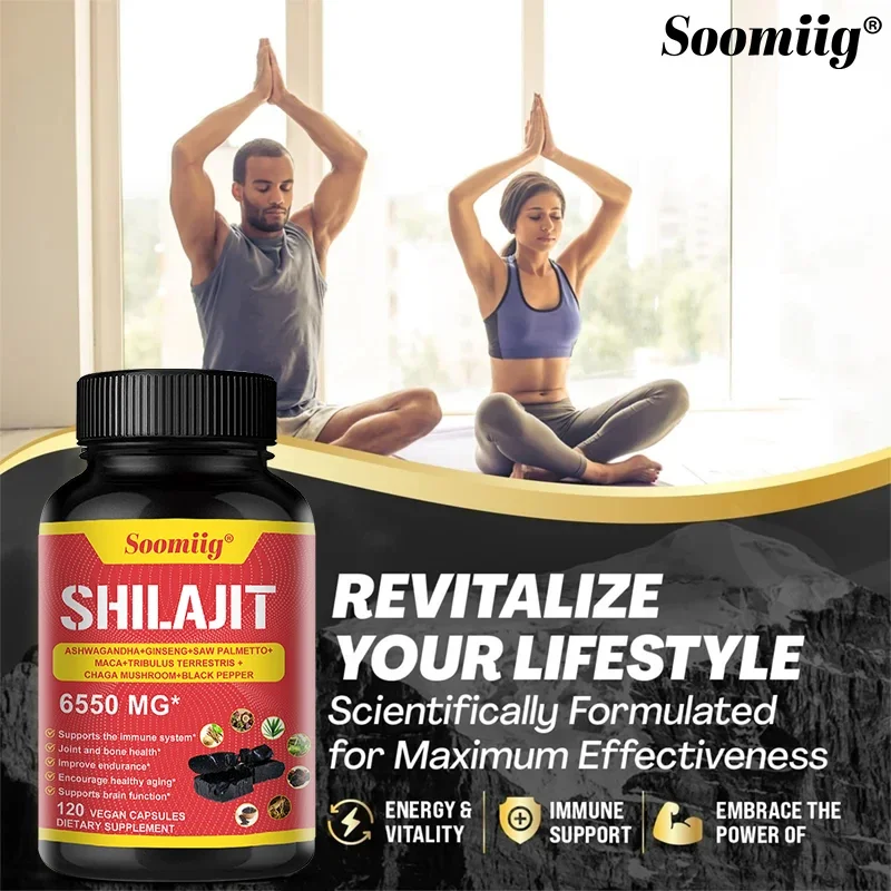 Pure Himalayan Shilajit Capsules Supports Healthy Aging Bones and Joints Improves Energy Endurance and Muscle Recovery