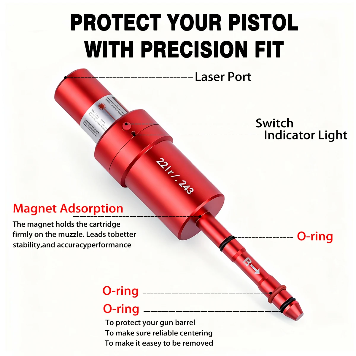 22LR 40S&W 30-30 .25 .27 7mm 6.5mm 177 7.62 300win 12GA 45ACP 223rem 9mm Laser Training Bullet Bore Sight Dry Fire Laser