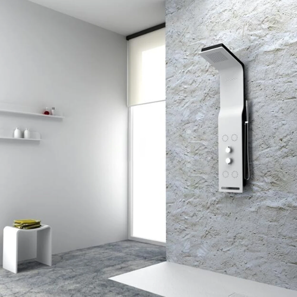 Wall Mounted Solid Surface Stone Shower Panel Corian Waterfall Rain Curtain Column Opening cabin WD0052