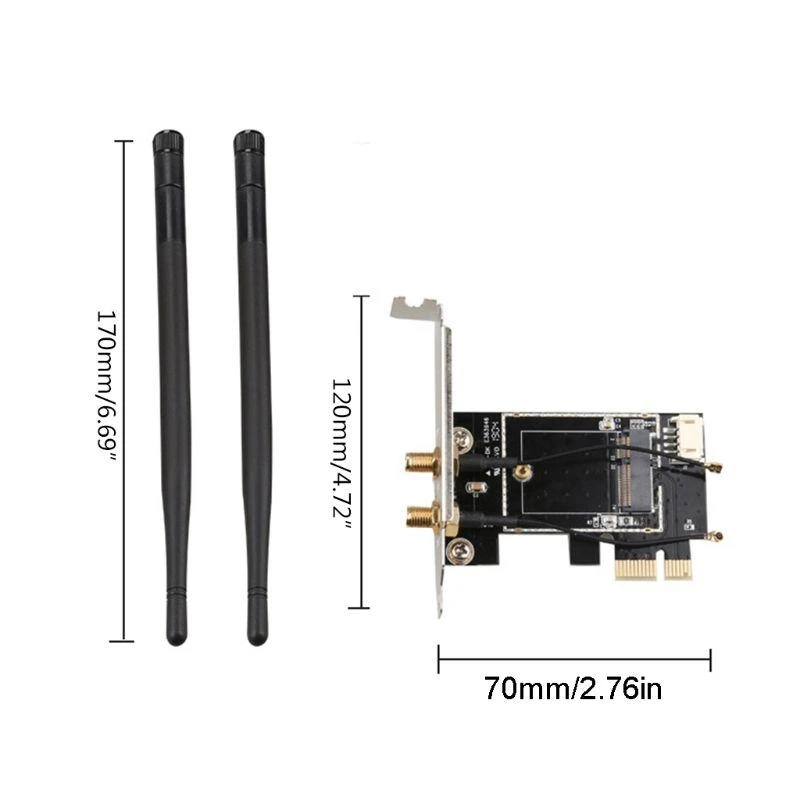 M.2 NGFF PCIE 프로토콜 무선 네트워크 카드 모듈 카드용 PCIE-1X-KEY E 어댑터 라이저 카드