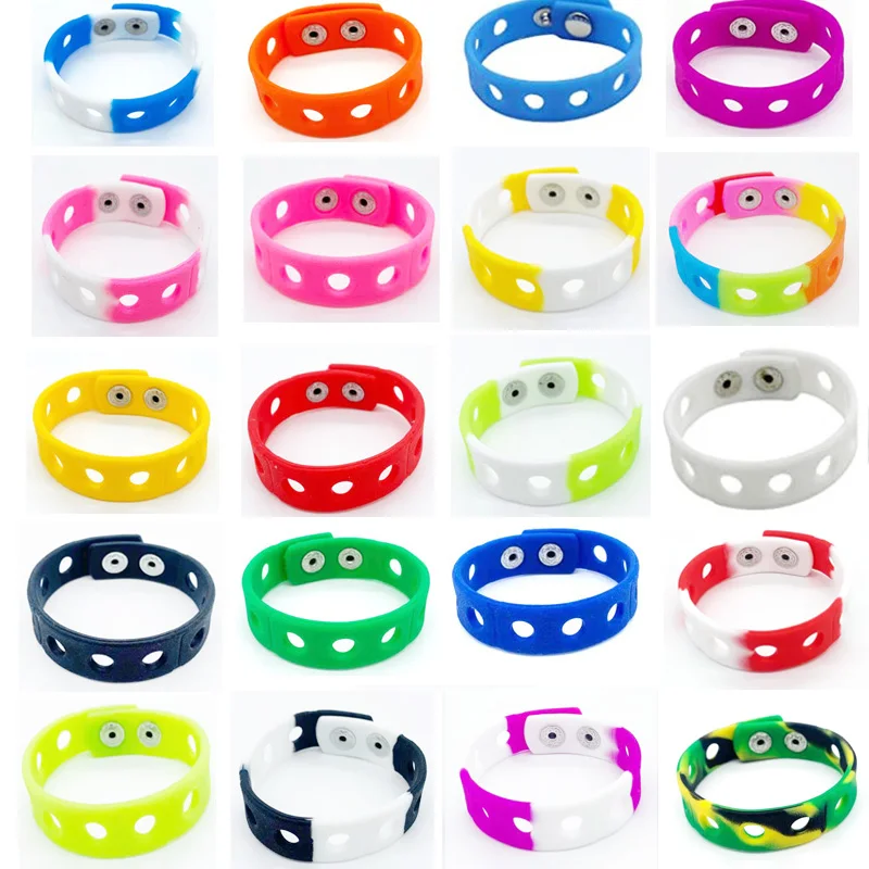 20pcs/Lot Mix Style Random Silicone Bracelet Wristband 18cm Fit Shoe Charms Shoe Buckle Wristband Rubber Wrist Strap