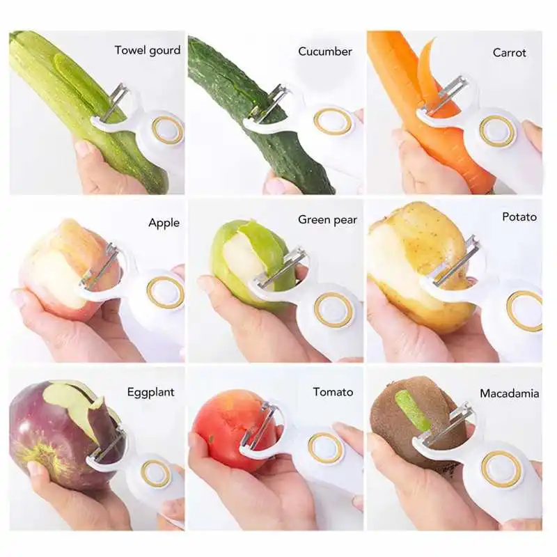 Electric Peeler Handheld USB Rechargeable Fruit Vegetables Peeler with 3 Cutter Heads Home Kitchen Tool 6