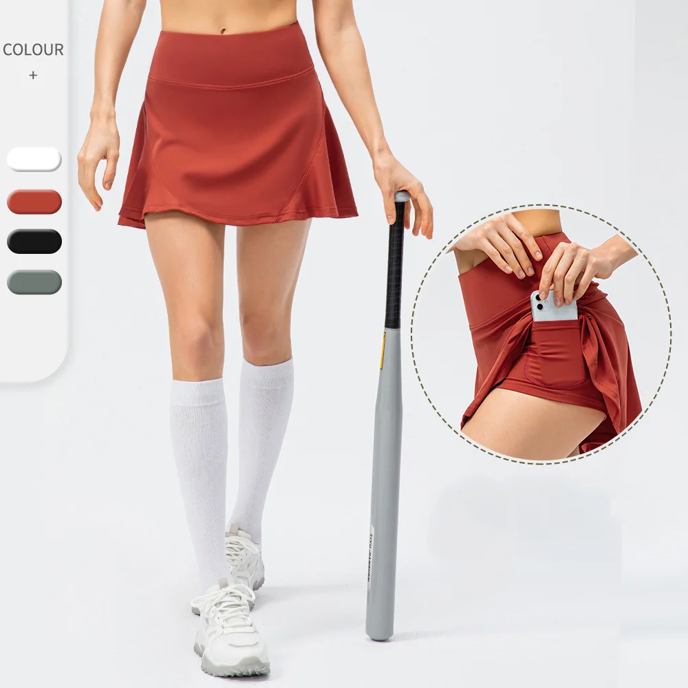 Nadanbao Sports Tennis Skirts for Women Pocket Skirt Fitness Shorts High Waist Athletic Running Short Outdoor Sport Golf Skort