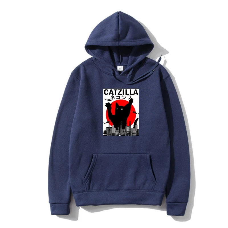 

Catzilla Outerwear Japanese Sunse Style Ca Vintage Kitten Lover Gif SweatSweatshir Crewneck Sof Black Hoody Outerwear 100% Cotto