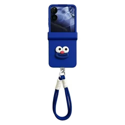 Cute Thick Lips Portable Rope Phone Case with Hinge Protector Cover - Z Flip 7 (Short rope)