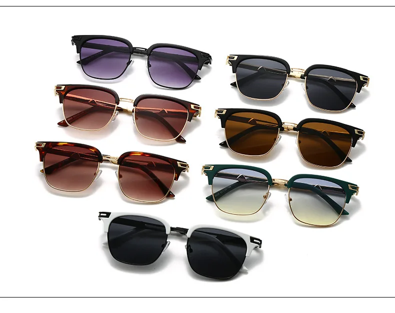 Neue Mode Metall Kleine Rahmen Quadratische Metall Designer männer und frauen Sonnenbrille Einfache Linie Stern Geformt Gleichen Stil sonnenbrille – Detail 8