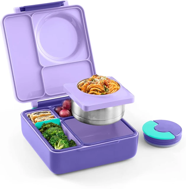 OmieBox Insulated Bento Lunch Box with Leak Proof Food Jar-3 Compartments,  Two Temperature Zones, One Size, (Purple Plum) - AliExpress
