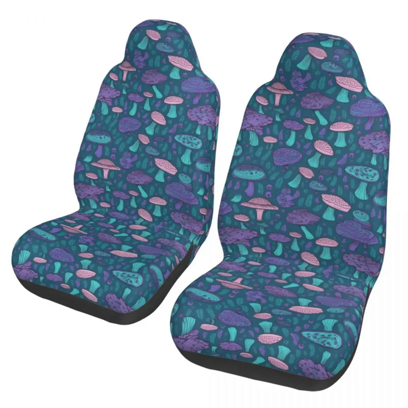 

Trippy Purple Mushrooms Front Auto Seat Cover 3D Print Psychedelic Magic Car Seat Covers Fit Any Truck Van RV SUV 2 Pieces