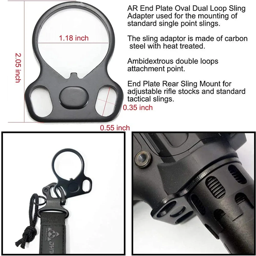 Sling Swivel Adapter Sling Swivel Mount Tactical Sling Adapter Sling Adapter Sling Attachment Adapter Tactical Rifle End Plate Sling Adapter Dual Loop Ambidextrous One Single Point Sling Mount For AR-15 M4 Hunting Gun Accessories