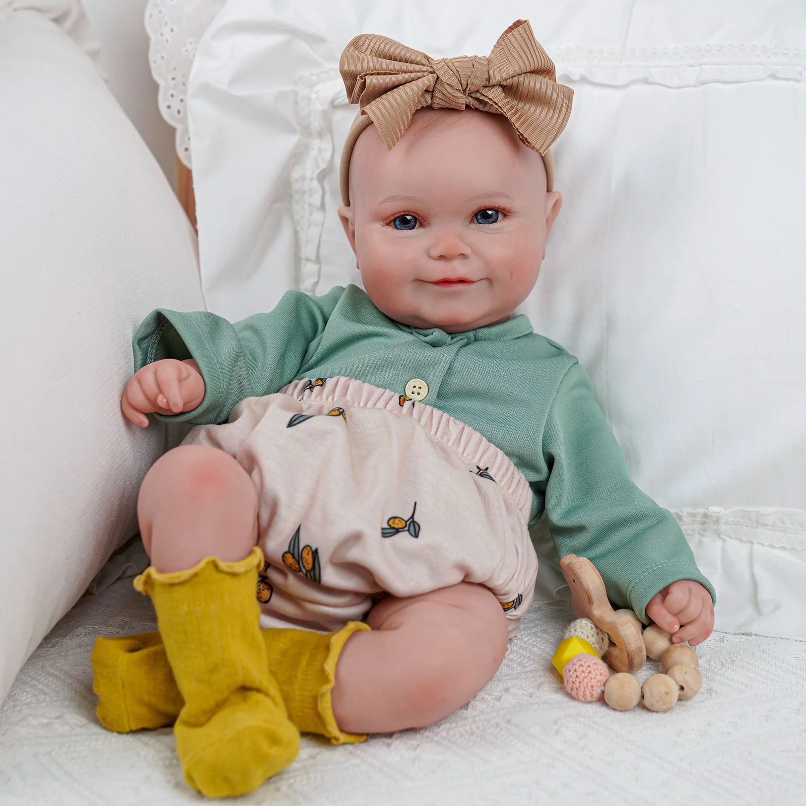 

Maddie Reborn Finished Bebe Reborn Doll 20'' Inch 50cm Realistic Open Eyes Cloth Body Baby Collect Toys Real Doll for Kids