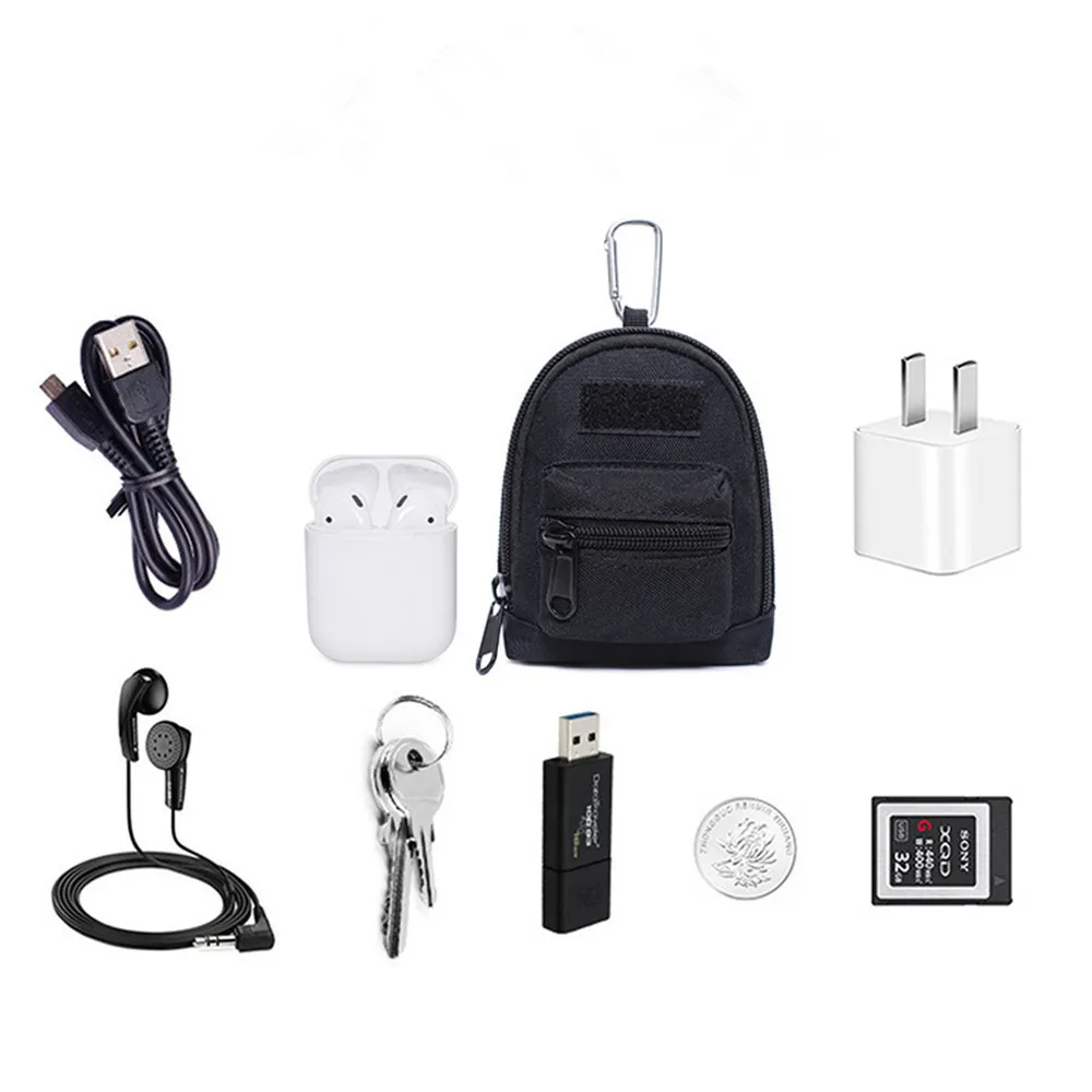Men's Backpack Hanging Bag Portable Coin Purse Key Earphone Storage Pocket Bag Card Holder Wallet Pouch Outdoor Sports Waist for Key Case Coin Purse Waist Bag Card Wallet