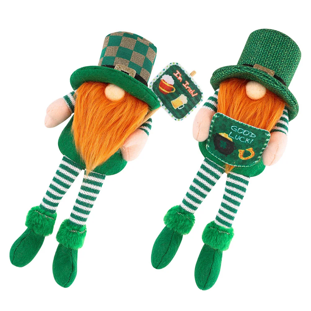 

2 Pcs Dining Table St Patrick's Day Office Home Decor Polyester Gnome Tabletop