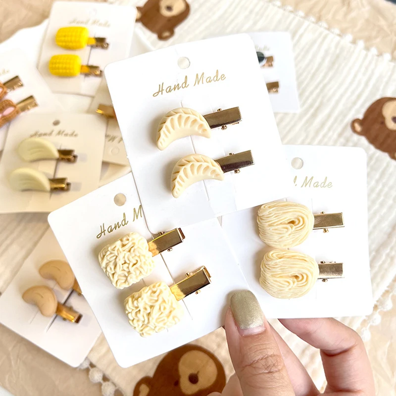 Funny Girls Boys Food Hair Pin Bread Corn Noodles Clip For Students Kid Toddler Barreters Cute Hair Accessories Baby Wearing