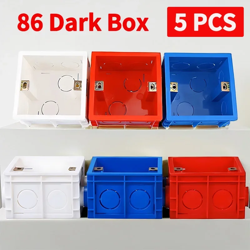 5 Sets Electrical Outlet Mounting Boxes for Type 86 Switch Sockets Recessed Design Wire Slots