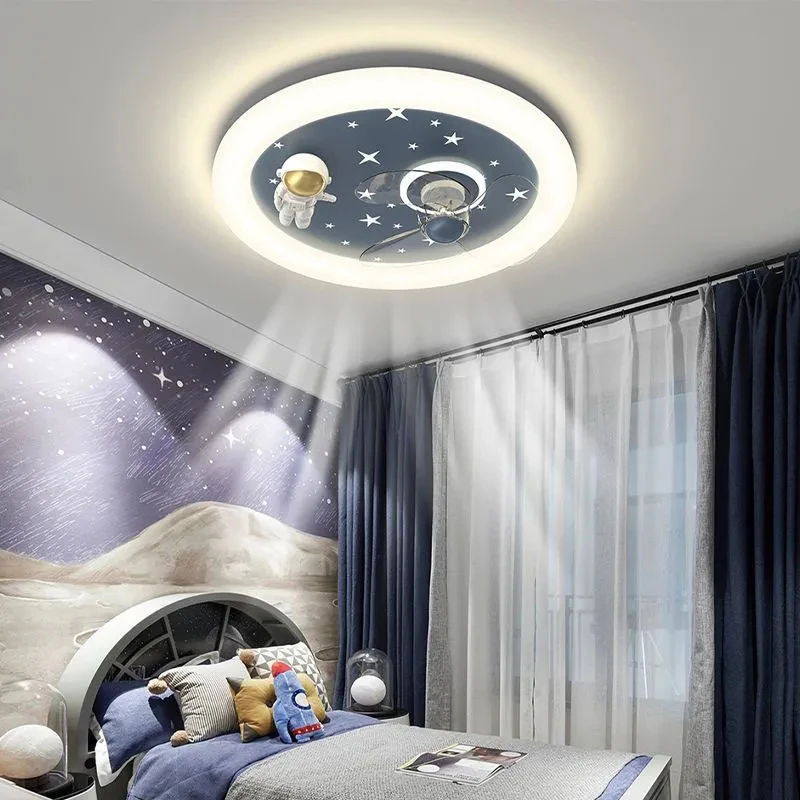 Ventilador de teto com luz LED para quarto de criança, helicóptero  decorativo interno 744759703682