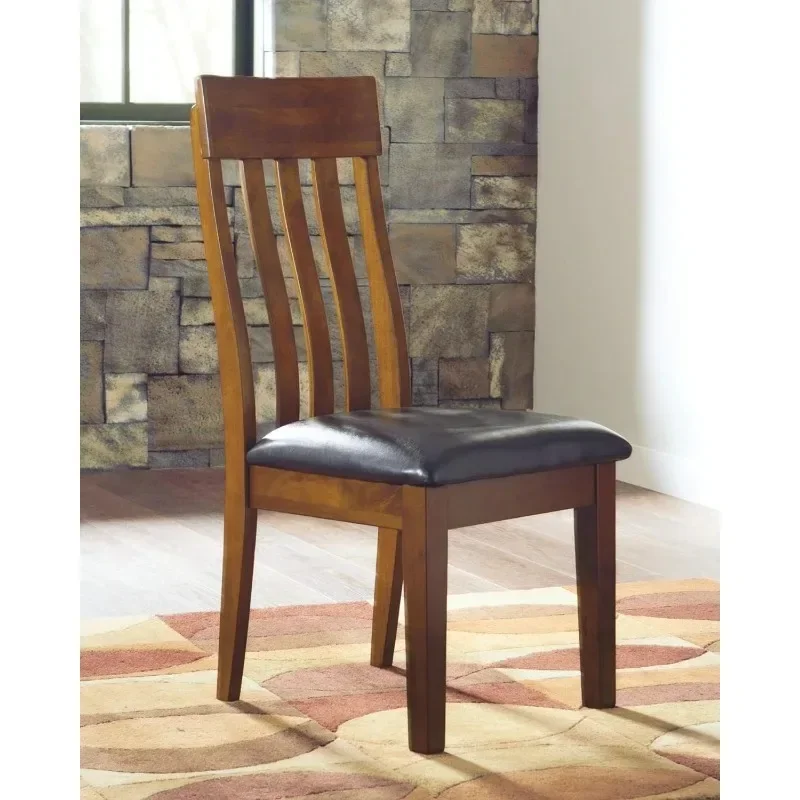 ZHENXIANG Design by Ashley Haddigan Faux Leather Cushioned Rake Back Dining Chair, 2 Count, Dark Brown