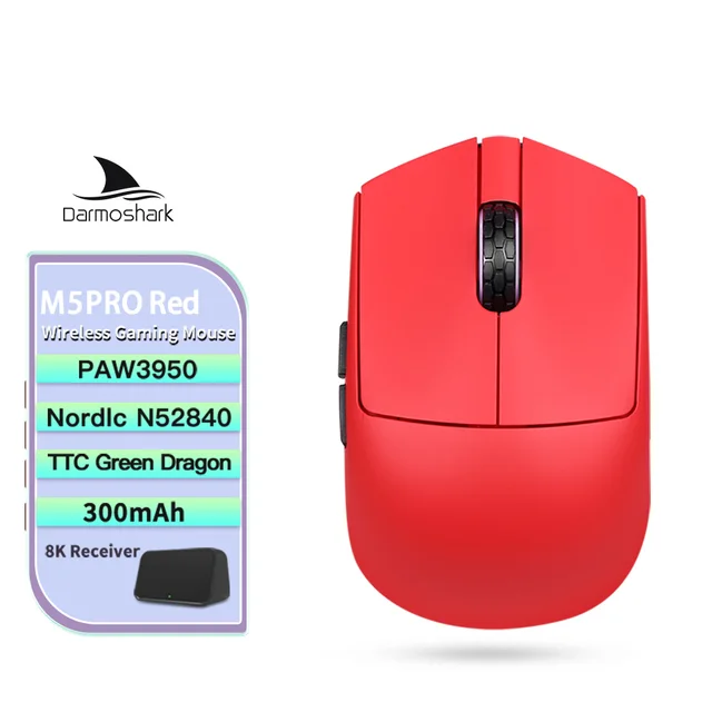 新品 Darmoshark M5 PRO 赤 レッド ワイヤレスマウス 8K Darmoshark M5Air Forged Carbon Fiber Gaming Mouse Wireless 8K