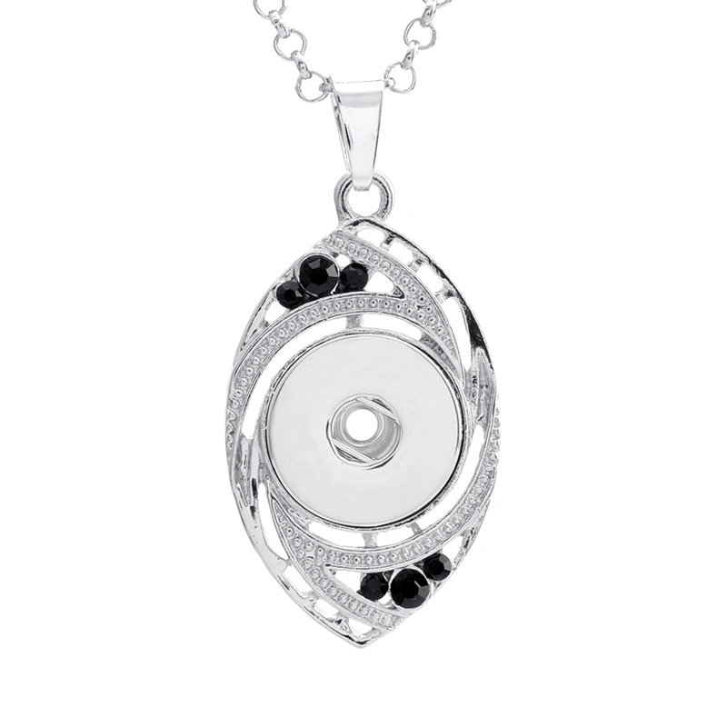 10pcs New Eye Shape Crystal Snap Button Necklace  Metal Snaps Buttons Necklaces For Women Jewelry