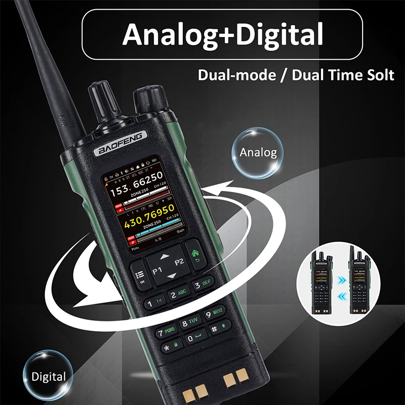 BAOFENG DM32 Walkie Talkie DMR GPS 10W DM-32UV Multi Band TDMR Dual Time Slot Wireless Copy Frequency Type-C AM/FM Two Way Radio 3