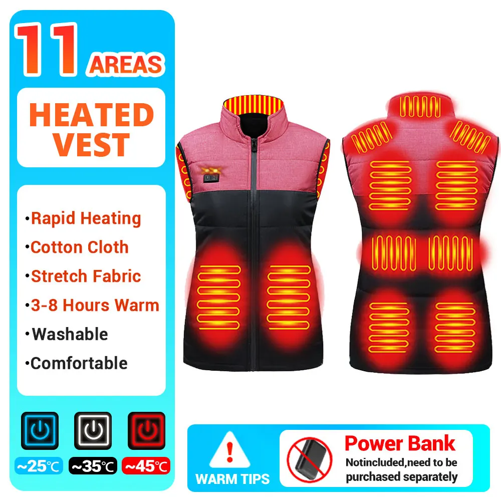 thumbnail image 1 of Chaleco calefactor de 17 áreas para hombre y mujer, chaleco calefactable por USB, chaqueta calefactora de temperatura con Control inteligente, abrigo de algodón para caza, senderismo y esquí, 1 of 5