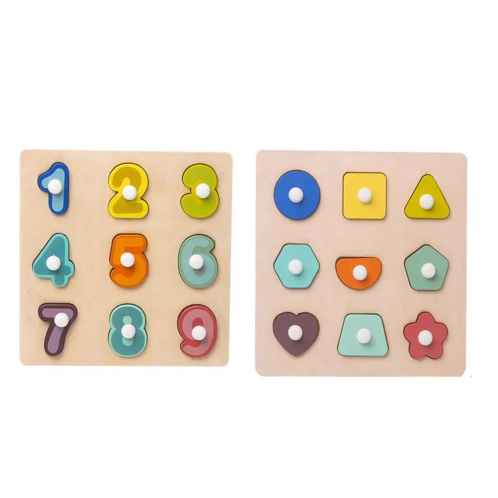 wooden slide puzzle game montessori educational four color recognition and shape matching board game sliding puzzle toy for kids Numbers Puzzle Shape Match Fingers Flexible Training Shape Recognition Toy Wooden Jigsaw Wooden Numbers Toys Puzzles