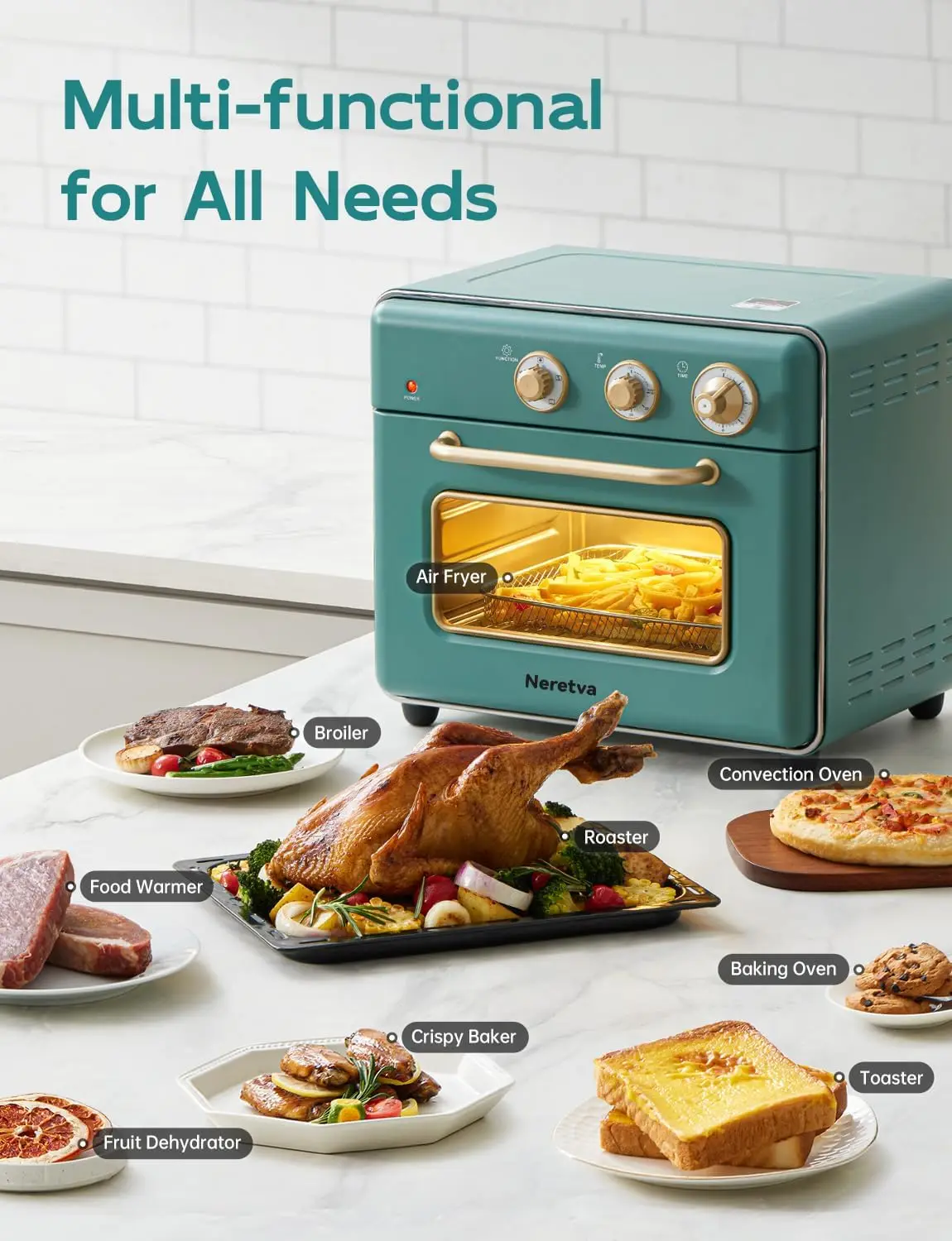 [21 QT& 6-in-1] Air Fryer Toaster Oven Combo, Super Compact Toaster Oven Air Fryer Combo 1500W Rapid Heat Air Fry Convec 2