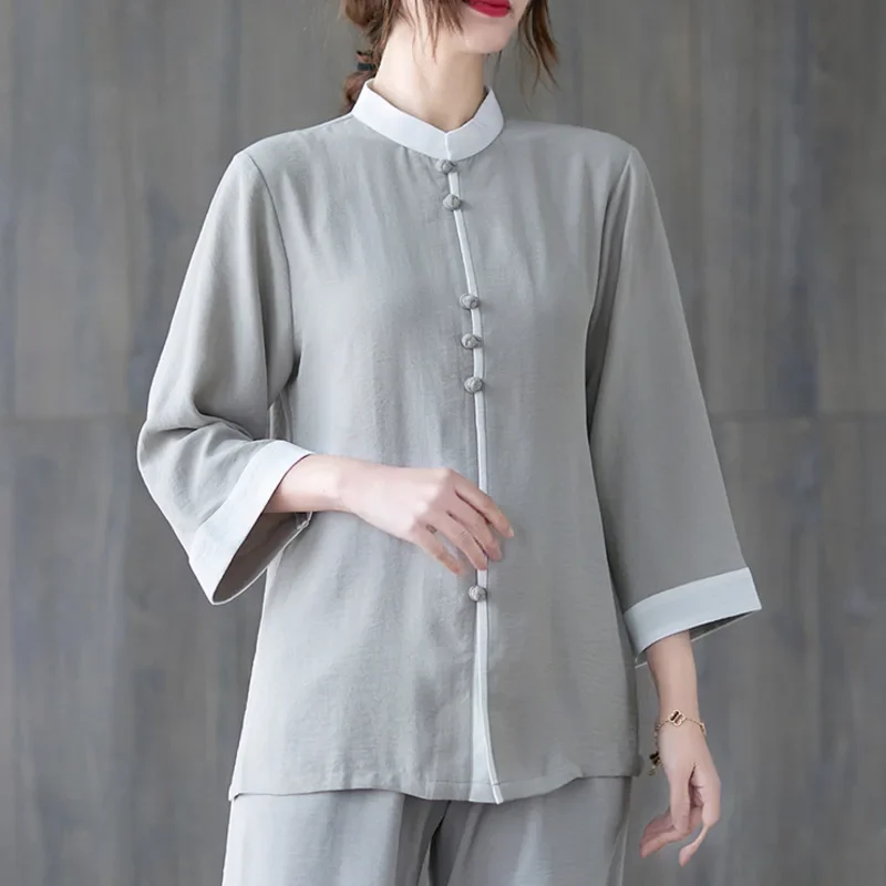 China Tai Chi Clothing Vintage Fashion Kung Fu Jacket Set Chinese Style Women's Clothing National Cotton Linen Tang Suit Suit