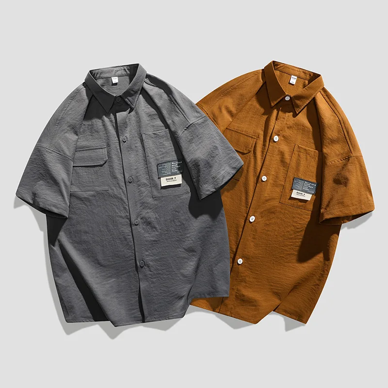 Summer Short-Sleeved Shirt Men's Korean Version Loose Handsome Casual Multi-Pocket Trendy Outerwear Workwear Shirt Jacket Shirt