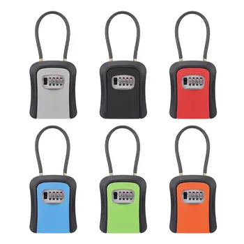 Key Lock Box Key Security Box with 4 Digit Combination Removable Chain Portable Weatherproof for House Keys, Car Keys Sturdy 1