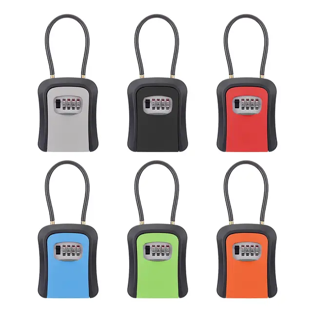 Key Lock Box Key Security Box with 4 Digit Combination Removable Chain Portable Weatherproof for House Keys, Car Keys Sturdy 1