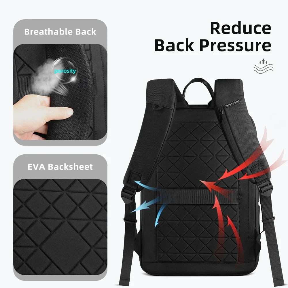 HK Men's Business Backpack Waterproof Travel Hiking Backpacks 15.6" Laptop Bags Large Capacity Weekender Work Daypack School Bag