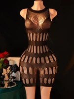 FHSEER Women's Sexy Lingerie Sheer Mesh Hollow Out Dress Stretchy Slim Fit Mini Dress Sleeveless Babydoll for Night Club Party - Image 2