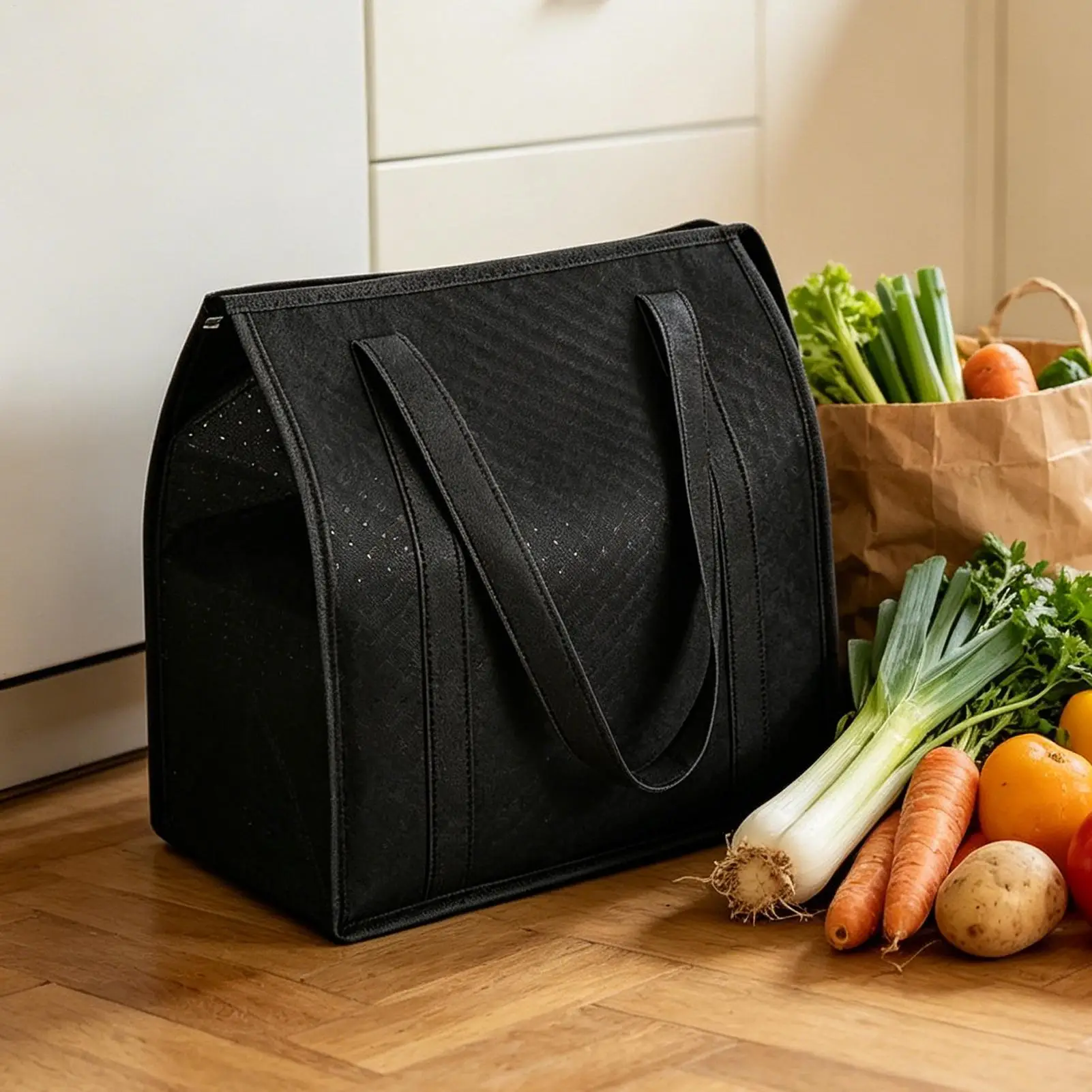 Insulated Reusable Tote Bags - Set of 2 for Groceries and Picnic Supplies with Zipper Closure