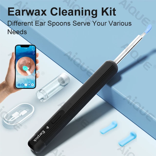 Nettoyeur d'oreille sans fil visible avec caméra, nettoyeur d'avertissement  d'oreille, ensemble de boucles d'oreilles endoscope, dissolvant de cure- oreilles aste, 3.7mm - AliExpress