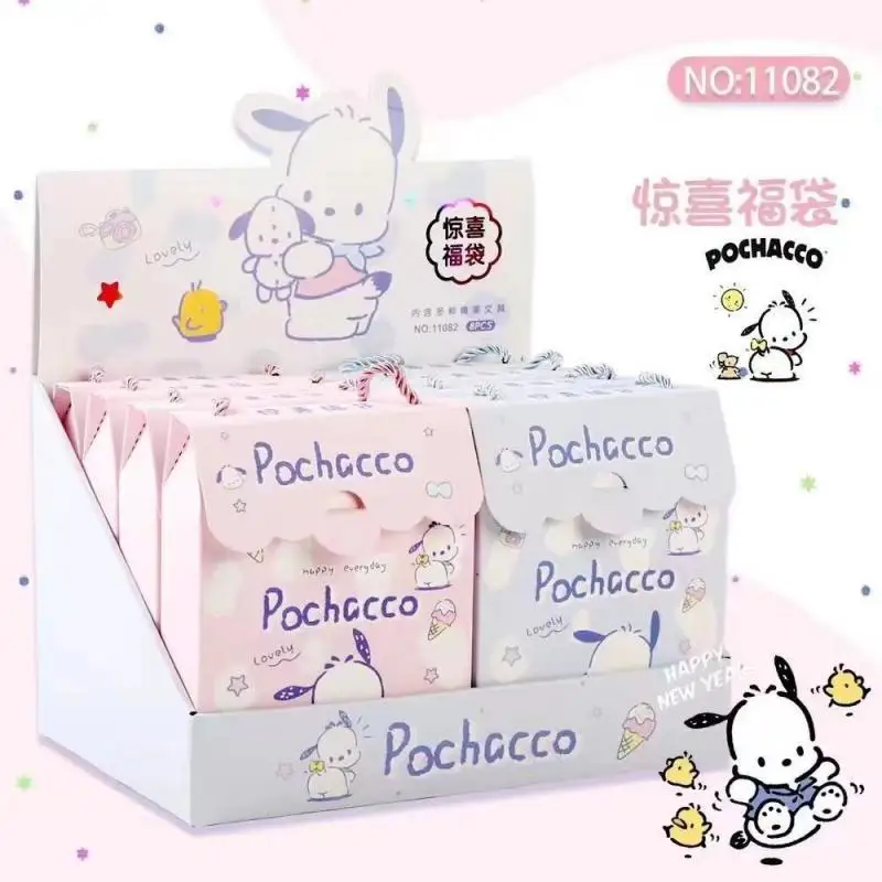 

Sanrio Stationery Gift Box Kawaii Mymelody Kuromi Cinnamoroll Student Cartoon Neutral Pen Memo Book Eraser Children's Prize