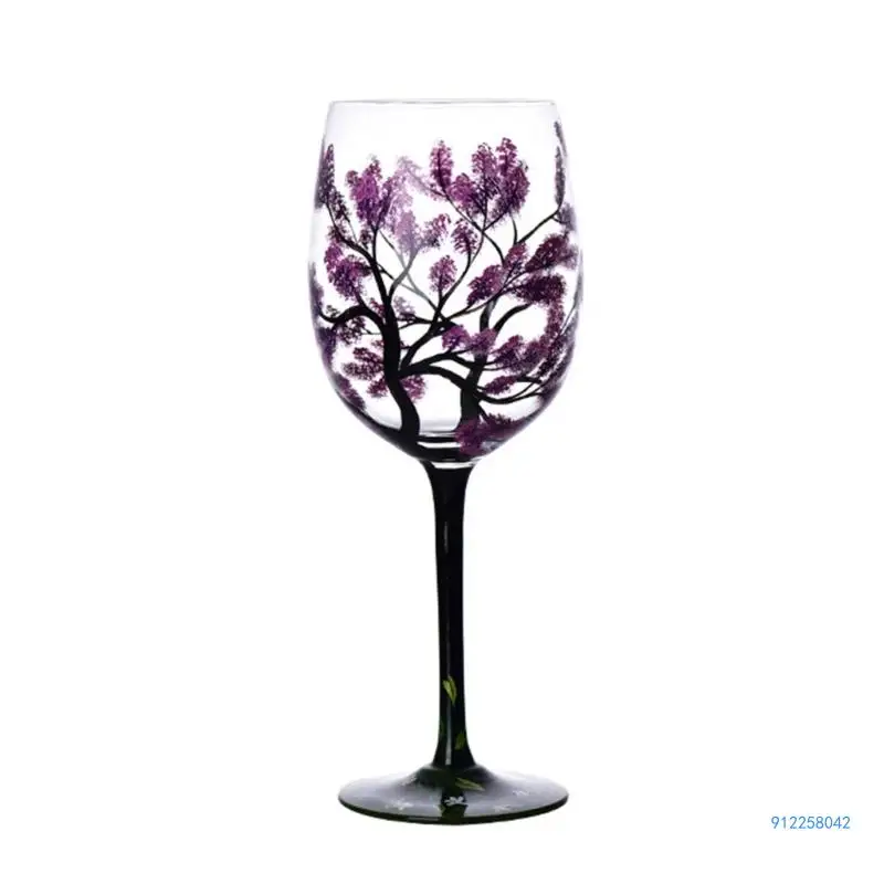 22cm Four Seasons Tree Wine Glasses Unique Hand Painted Wine Glass Easy to Use