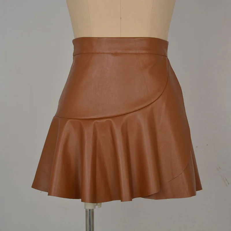 Women Faux Leather High Waist Skirt Image 2