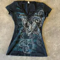 Harajuku fée recadrée papillon impression t-shirts Vintage Grunge haut femmes été Y2k esthétique décontracté culture t-shirts 1