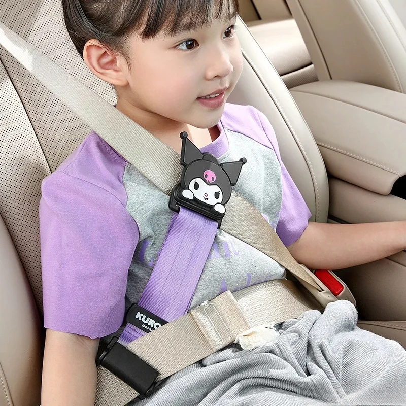 Sanrio Kuromi Car Seat Belt Limiter Child Safety Belt Holder Adjustable Length Universal Hello Kitty Seat Accessories