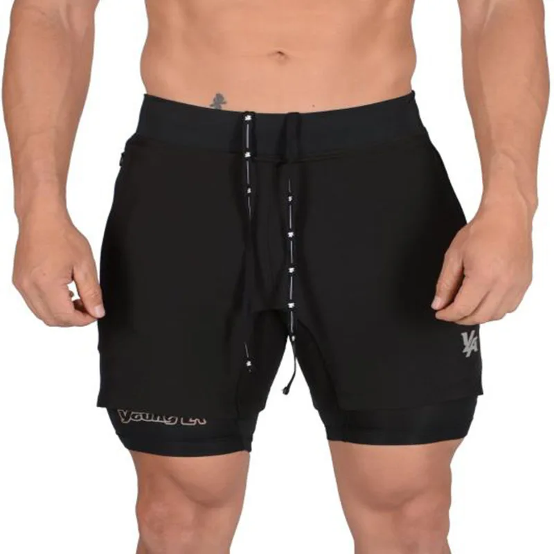 New Fitness Leisure Summer Basketball Men's Basketball Running Elastic Double-layer Fake Two Shorts 5