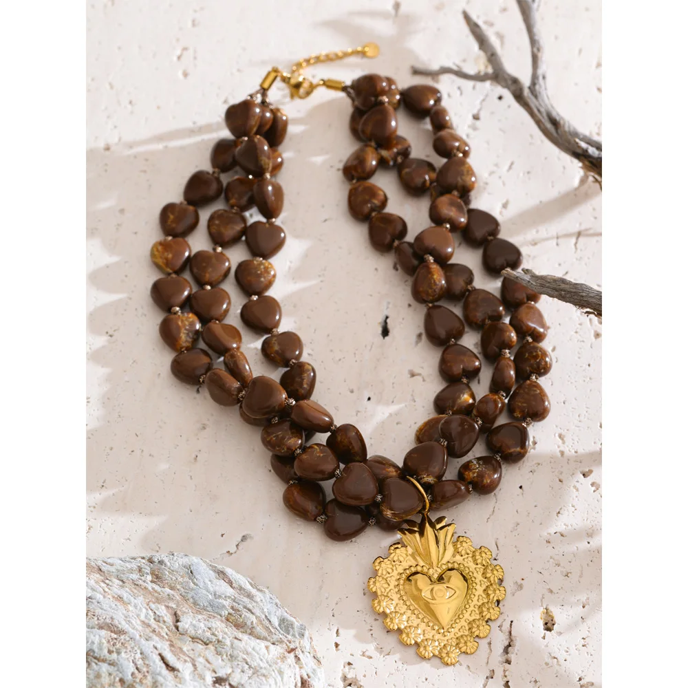 Yhpup Necklace Acrylic Beads Handmade Autumn