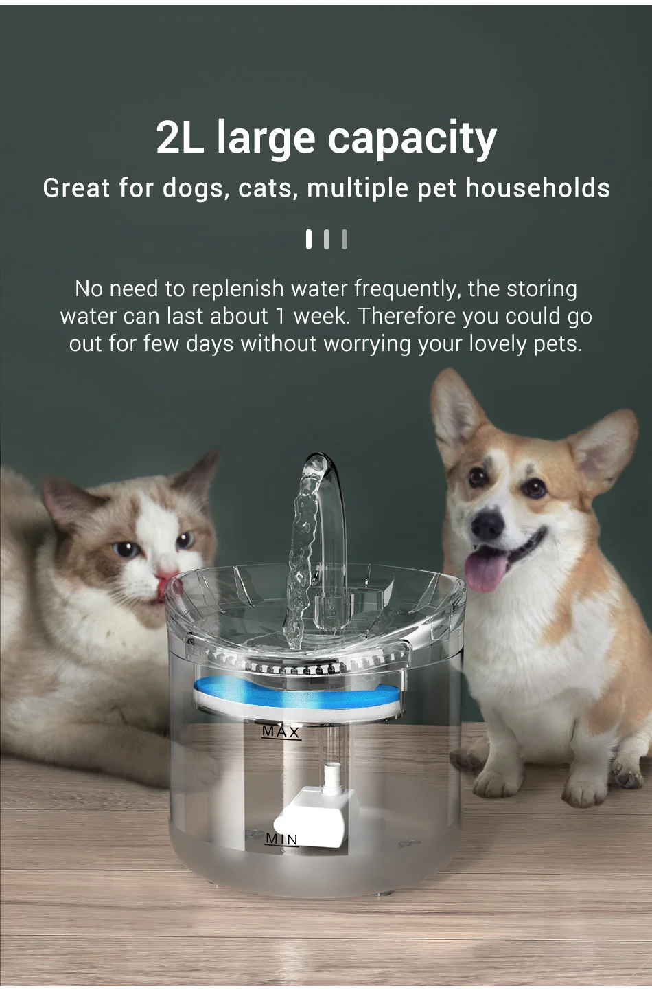 

2L Cat Water Fountain Filter Automatic Sensor Drinking Fountain For Cats Feeder Pet Water Dispenser Auto Drinker For Cats