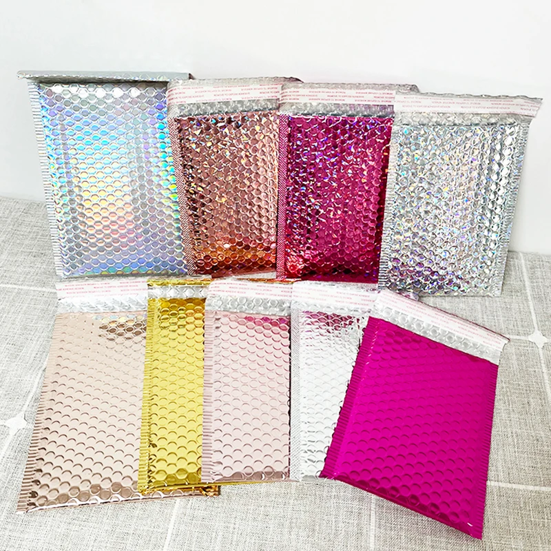 

10PCS Metallic Padded Envelopes Wedding Gift Bags Foil Postal Envelopes Padded Shipping Mailing Envelopes Packaging Bags